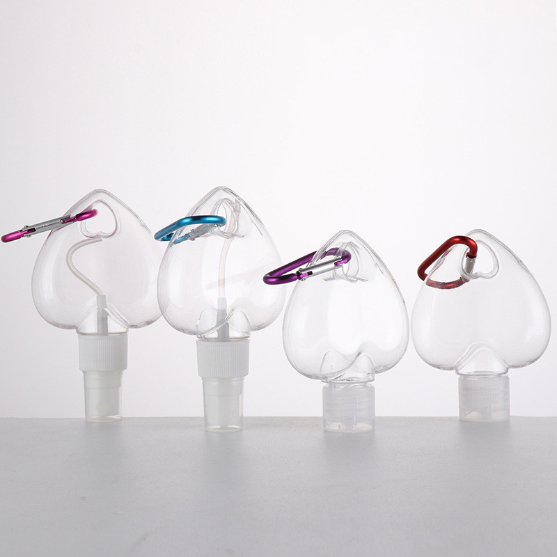 60ml 50ml Alcohol Keychain Spray Bottles Empty Heart Hook PET