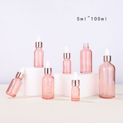 Good price 円形のガラス化粧品の容器のピンクの点滴器のびん10mlへの100ml オンライン